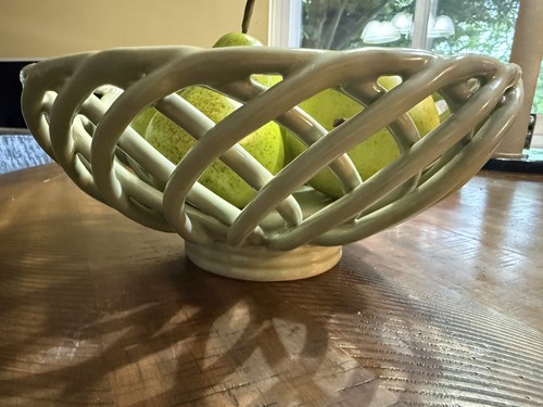 Vintage white ceramic woven - white,