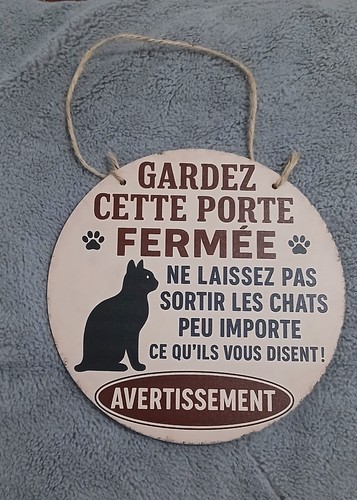 Plaque chat bois gardez - bois,