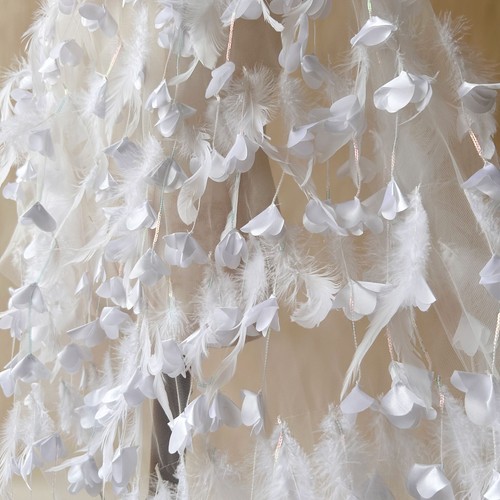 Plumes blanches tissu - blanches,