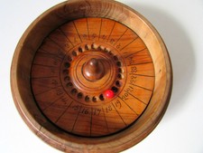 ANTIQUE WOOD TRAVEL WHEEL CASINO ROULETTE TOY TABLE GAME 1927 CAPTAIN DEDICATION
