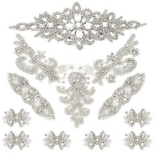 8 PCS 4Style Crystal Rhinestone Applique Wedding Rhinestone Appliques Iron on...