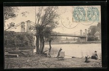 Old postcard Boran, garage upstream, bridge 1904 