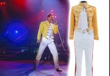 Queen Lead Vocals Freddie Mercury Cosplay costume queen band yellow outfit suit{