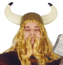 CASQUE de VIKING Corne Déguisement Adulte Homme Guerrier Médiéval NEUF