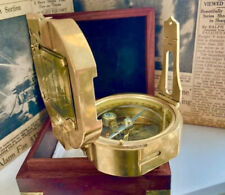 Vintage Boussole Brass Stanley Nautical Sundial Compass with Wooden Box