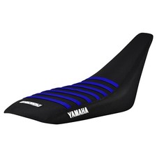 Yamaha YFZ 450 Gripper Seat Cover 2004 - 2013  all BLACK w/ BLUE ribs LOGO #200