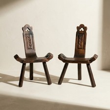 Paire Chaises Tripode Bois