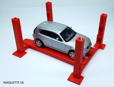 1/43 pont élévateur rouge atelier garage 4 colonnes 3 positions diorama maquette