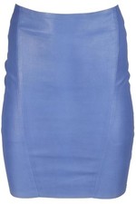 JITROIS BLUE LEATHER MINI SKIRT FR 36 UK 8