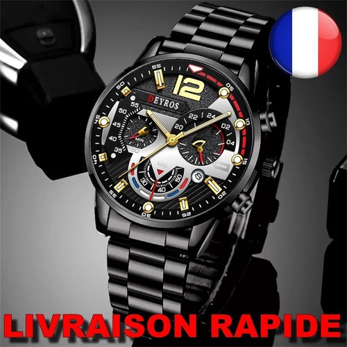 Montre noir luxe - montre, acier
