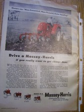 VINTAGE MASSEY HARRIS ADVERTISING  -MH  44 SPECIAL  TRACTOR / 4 BTM PLOW