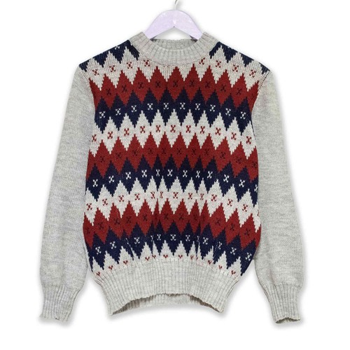 Pull vintage gris losanges - a,