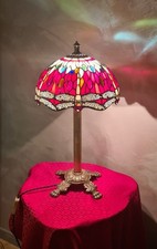 antique bronze lampshade style tiffany glass paste, elec redone
