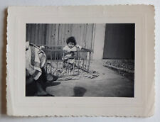 Child Baby Park Guarded by Grandmother - Vintage Photo Snapshot c. 1960