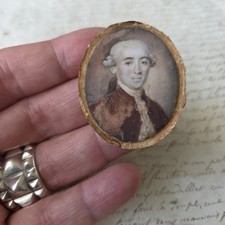 Portrait Miniature Peinture Fin XVIIIè Gentilhomme Hand Painted 18thC 