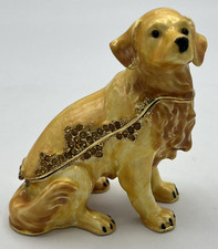 Jeweled Golden Retriever Dog Hand Made With Crystals Yellow