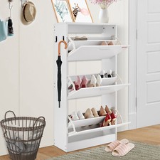 VEVOR Meuble à Chaussures Armoire à Chaussures avec 3 Abattants Entrée Couloir