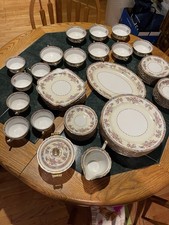 Vintage Fine Porcelain Service for 8 Macy's Made in Czechoslovakia Floral Trim