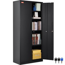 VEVOR Armoire Bureau Meuble de Rangement Étagère Réglable Porte Magnétique Noir