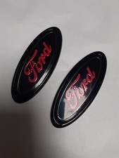 Ford Black & Red 114mm X 45mm (x2) Badge High Quality