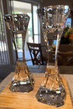 Vintage Vilroy & Boch Crystal Candle Holders Signed Set of 2