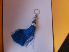 PORTE CLÉ PASSEMENTERIE MAROCAINE TASSEL GLAND ARGENTE BLEU CLAIR OU PETROLE