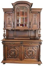 Antique Henry II Mahogany Artemis Sideboard with Carvings
