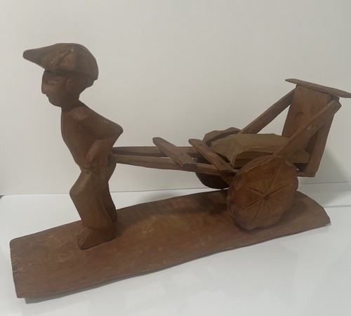 Vntg hand carved teak wood - teak, boy