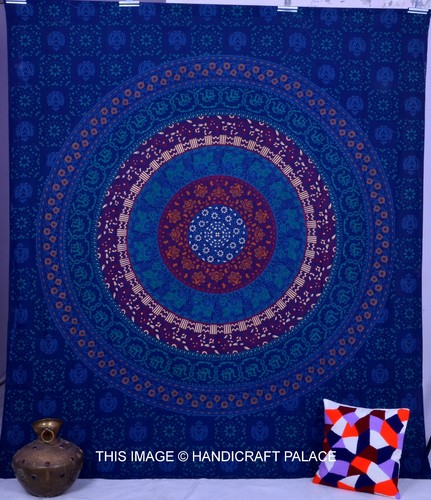 Mandala indien bleu tapisserie - indien,