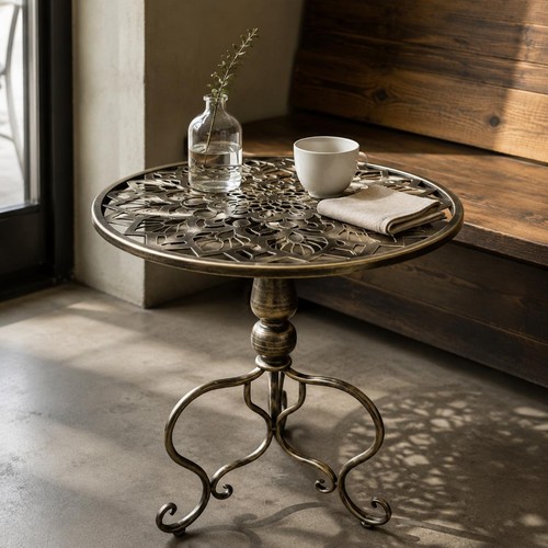 Petite table ronde - ronde, sculptée
