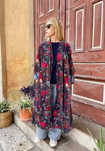 Kimono velours marron - kimono, en