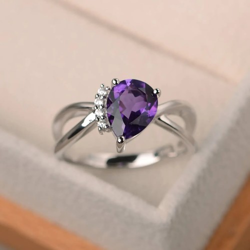 Bague améthyste taille poire - améthyste,