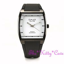 OMAX Élégant Noir & Blanc Seiko Y121 Mouvt, Sportif Unisexe, Tonneau Montre D006