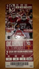 2014 OU Oklahoma Sooners vs Tennessee Collectible Ticket Stub -Bradford&Peterson