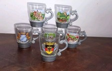6 vintage liqueur glasses pewter/glass.Cities and tourism Germany.Deutschland 