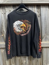 1998 Harley Davidson Screaming Eagle Flame Sleeve Long Sleeve T Shirt Large Rare