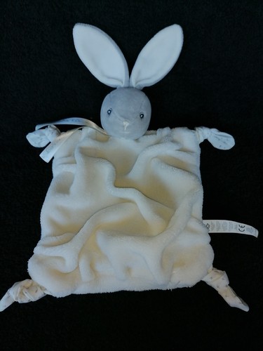 Doudou plat lapin plume gris - lapin,