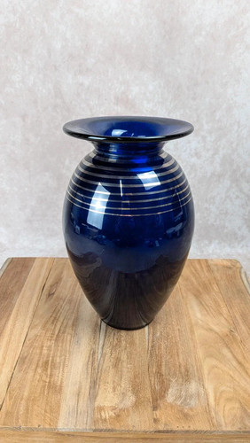 Vase ancien verre bleu - vase, en