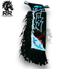 Bull Riding Chaps western Black Leather Show Adult chap fringes