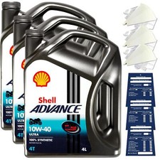 12 Litre Original Shell Advance 4T Ultra 10W40 Huile Moto Api Sn Jaso