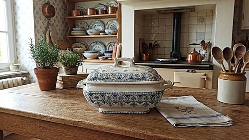 Ancienne soupiere bleue - soupiere,