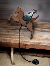 Jouet Balancier Vintage En Bois, Cowboy Et Cheval À Bascule 