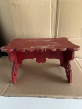 Ancien Petit Banc En Bois Rouge