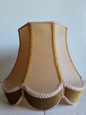 ANCIEN ABAT-JOUR CÔTE DE VELOURS VERT & PEAU