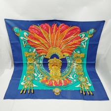NO TARIFF Hermes scarf Carre 90   Blue Silk100% 2881620