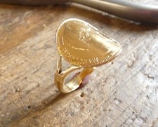 Bague pièce or cintrée 20 Francs Napoléon demi-jonc