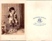 CDV Goupil & Cie, Paris, Tableau, little boy on a rocking horse, circa 18
