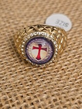 Bague Fantaisie Dorée Taille Doigt 58 Templiers Croisés Templar