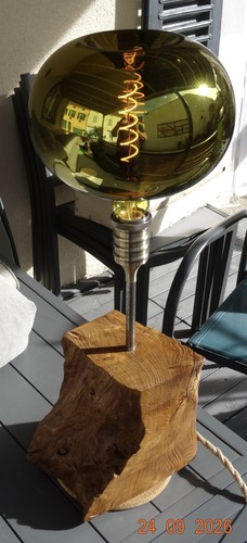 Lampe table bois métal - lampe,