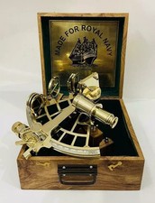 10" Nautical Polished Brass Sextant Marine Collectible Ship Astrolabe With Box